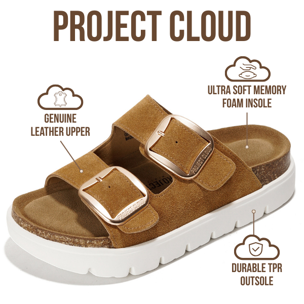 Project Cloud Women's | Genuine Leather Platform Sandals | ProjectPlush | Non-Slip - Greece Chunky