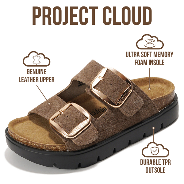 Project Cloud Women's | Genuine Leather Platform Sandals | ProjectPlush | Non-Slip - Greece Chunky