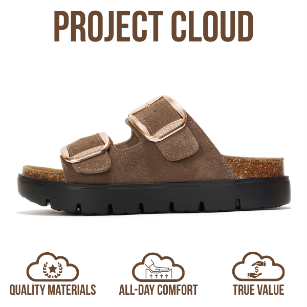 Project Cloud Women's | Genuine Leather Platform Sandals | ProjectPlush | Non-Slip - Greece Chunky