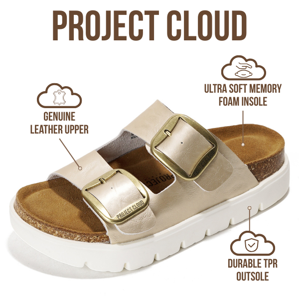 Project Cloud Women's | Genuine Leather Platform Sandals | ProjectPlush | Non-Slip - Greece Chunky
