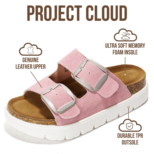 Project Cloud Women's | Genuine Leather Platform Sandals | ProjectPlush | Non-Slip - Greece Chunky