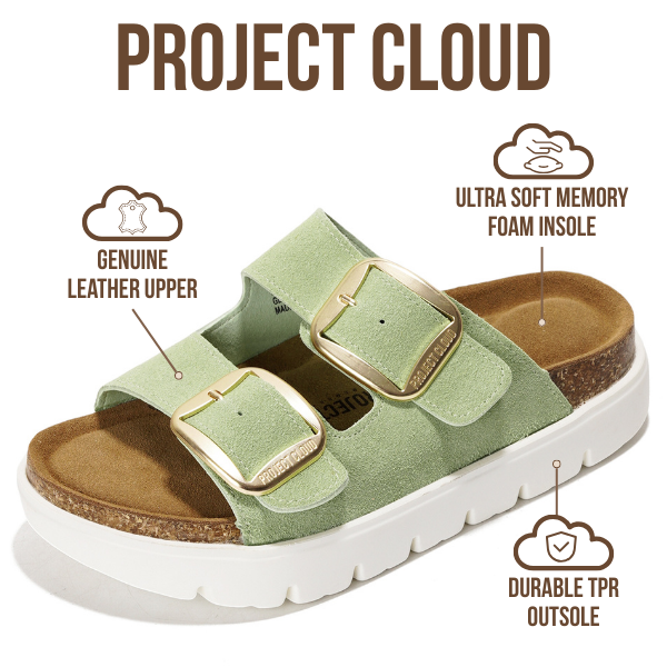 Project Cloud Women's | Genuine Leather Platform Sandals | ProjectPlush | Non-Slip - Greece Chunky