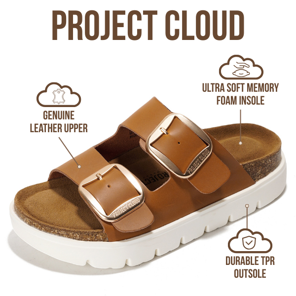 Project Cloud Women's | Genuine Leather Platform Sandals | ProjectPlush | Non-Slip - Greece Chunky