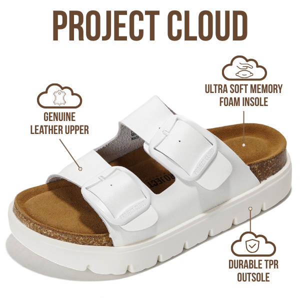 Project Cloud Women's | Genuine Leather Platform Sandals | ProjectPlush | Non-Slip - Greece Chunky