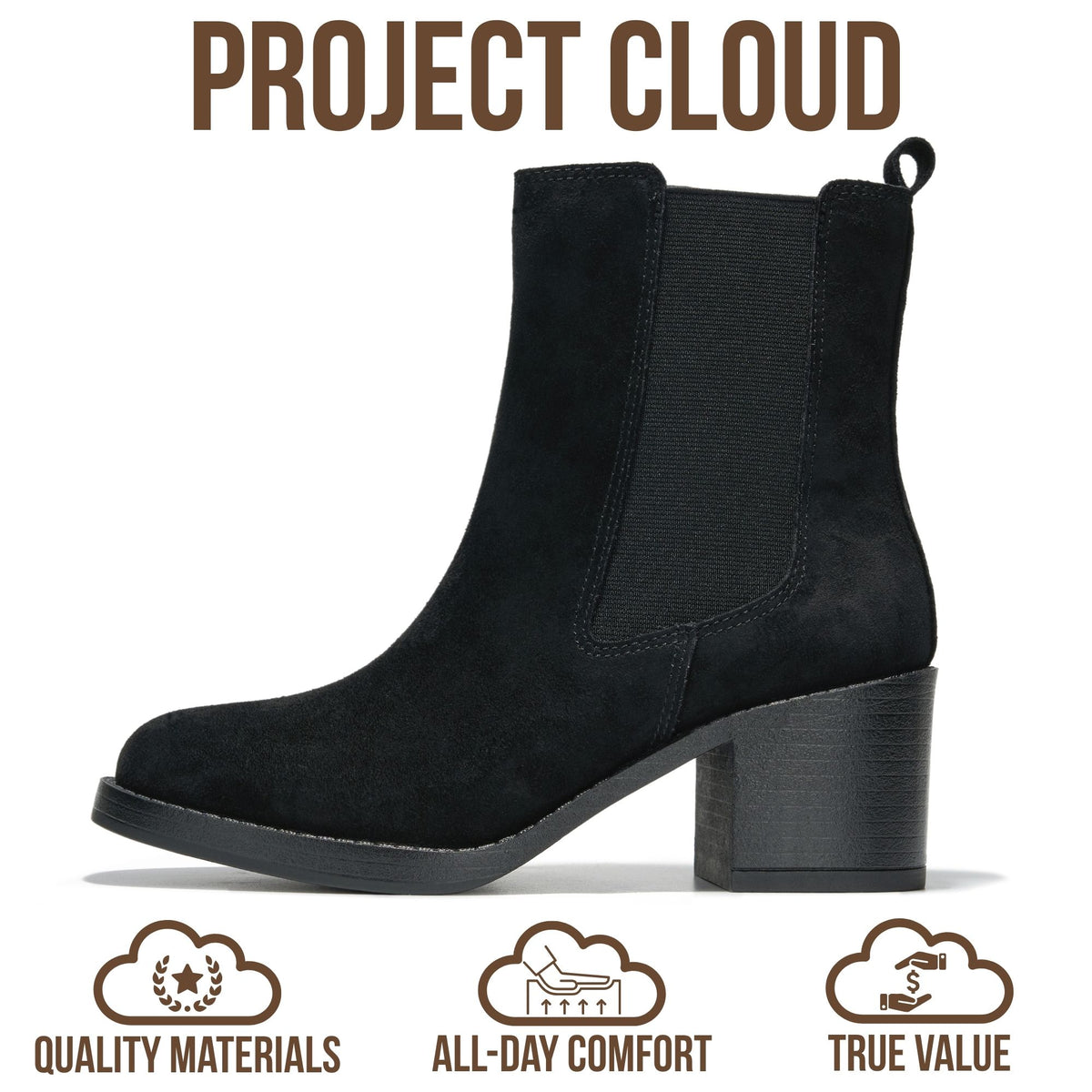 Project Cloud Women's | 100% Genuine Leather Heeled Chelsea Boots | SmartFoam Insole | Lightweight | Non-Slip - Hannah - Project Cloud - Boots -Shop Project Cloud premium footwear Now!
