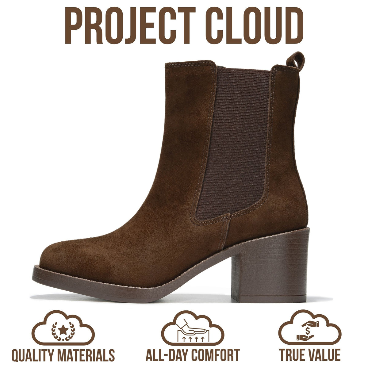 Project Cloud Women's | 100% Genuine Leather Heeled Chelsea Boots | SmartFoam Insole | Lightweight | Non-Slip - Hannah - Project Cloud - Boots -Shop Project Cloud premium footwear Now!