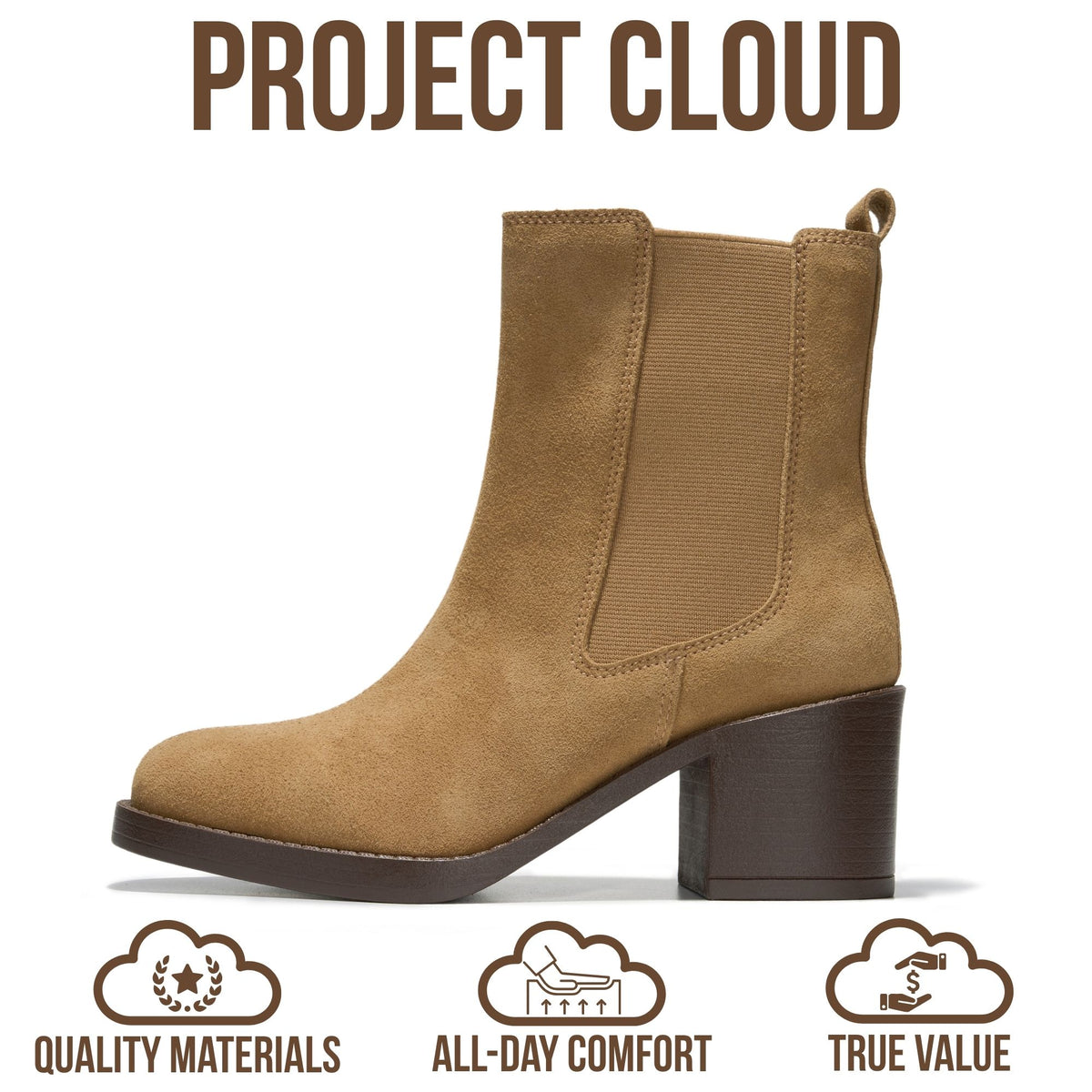 Project Cloud Women's | 100% Genuine Leather Heeled Chelsea Boots | SmartFoam Insole | Lightweight | Non-Slip - Hannah - Project Cloud - Boots -Shop Project Cloud premium footwear Now!