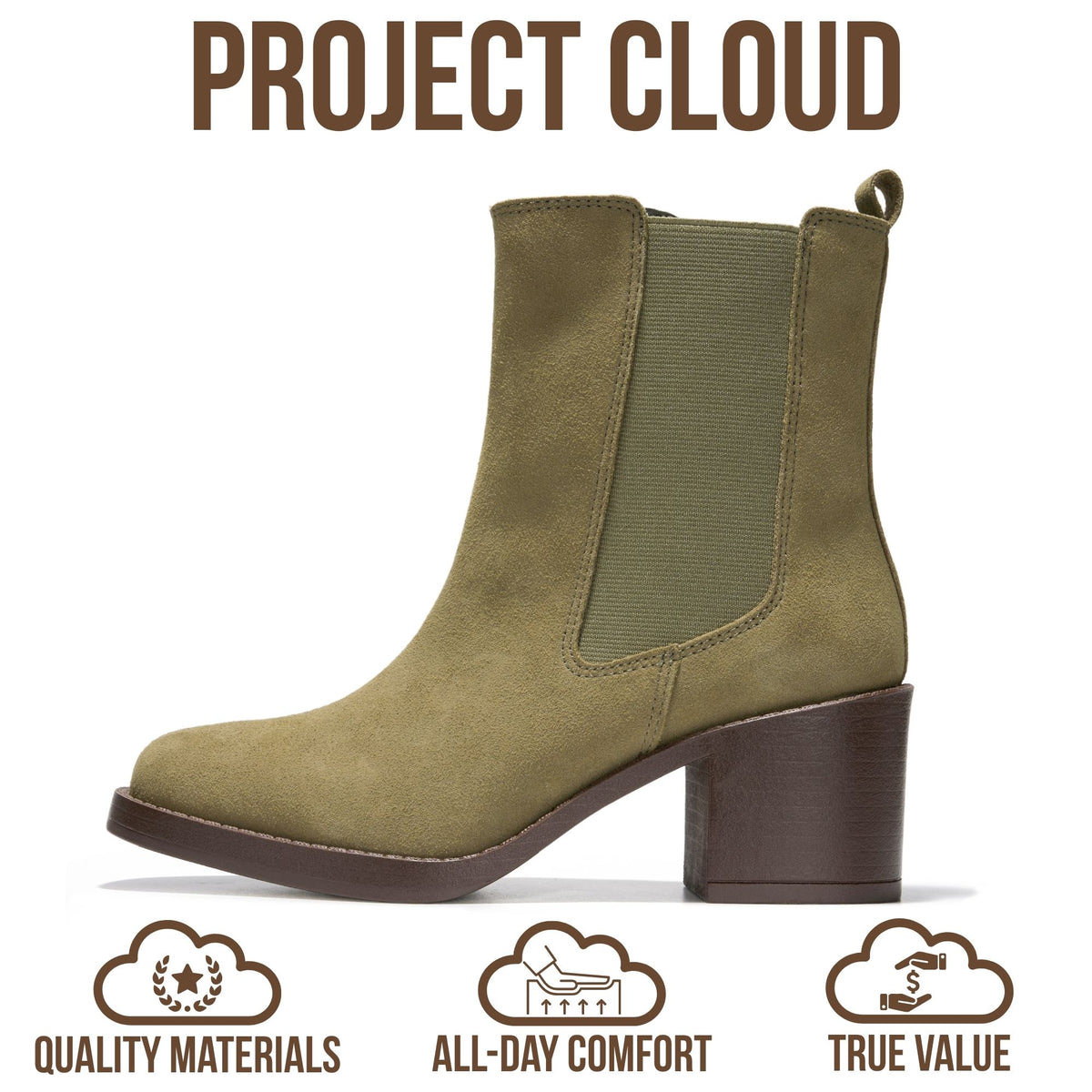 Project Cloud Women's | 100% Genuine Leather Heeled Chelsea Boots | SmartFoam Insole | Lightweight | Non-Slip - Hannah - Project Cloud - Boots -Shop Project Cloud premium footwear Now!