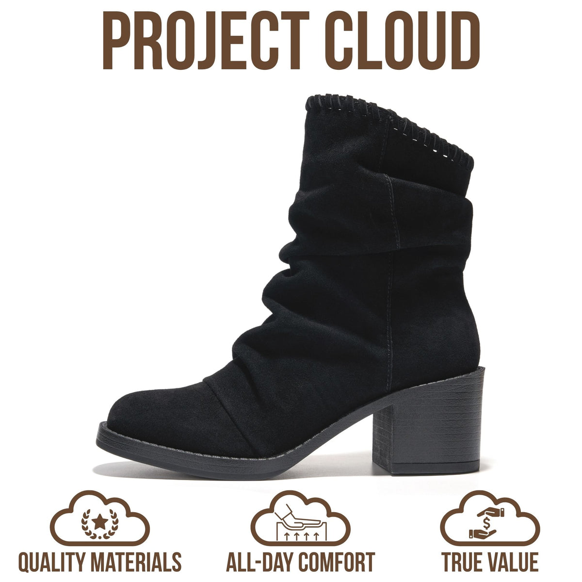 Project Cloud Women's | 100% Genuine Leather Ankle Slouch Boots | High Density Foam Insole | Lightweight | Non-Slip - Harmony - Project Cloud - Boots -Shop Project Cloud premium footwear Now!