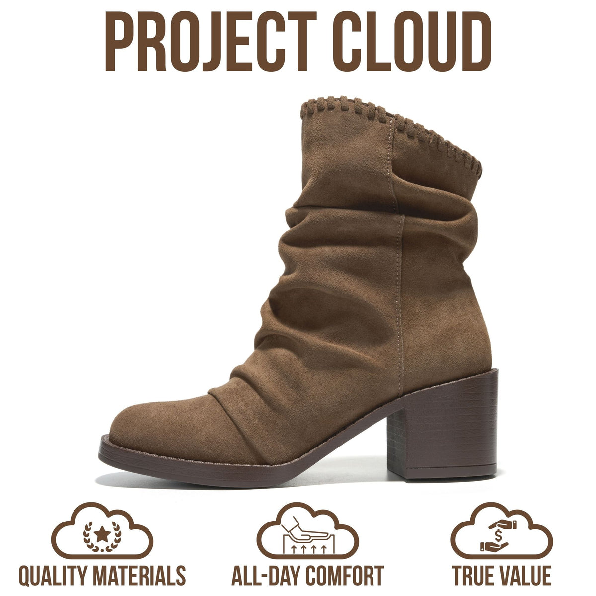 Project Cloud Women's | 100% Genuine Leather Ankle Slouch Boots | High Density Foam Insole | Lightweight | Non-Slip - Harmony - Project Cloud - Boots -Shop Project Cloud premium footwear Now!