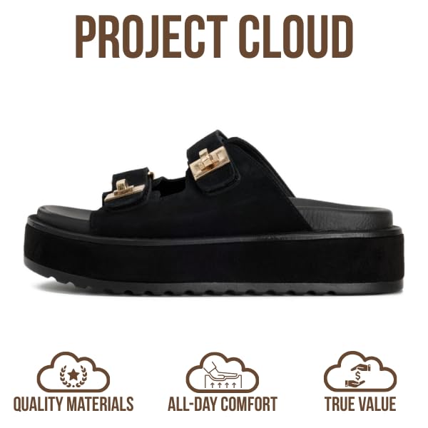 Project Cloud Women's | Genuine Leather Platform Sandals | Memory Foam Insole | Lightweight | Non-Slip - Havana - Project Cloud - Sandals -Shop Project Cloud premium footwear Now!
