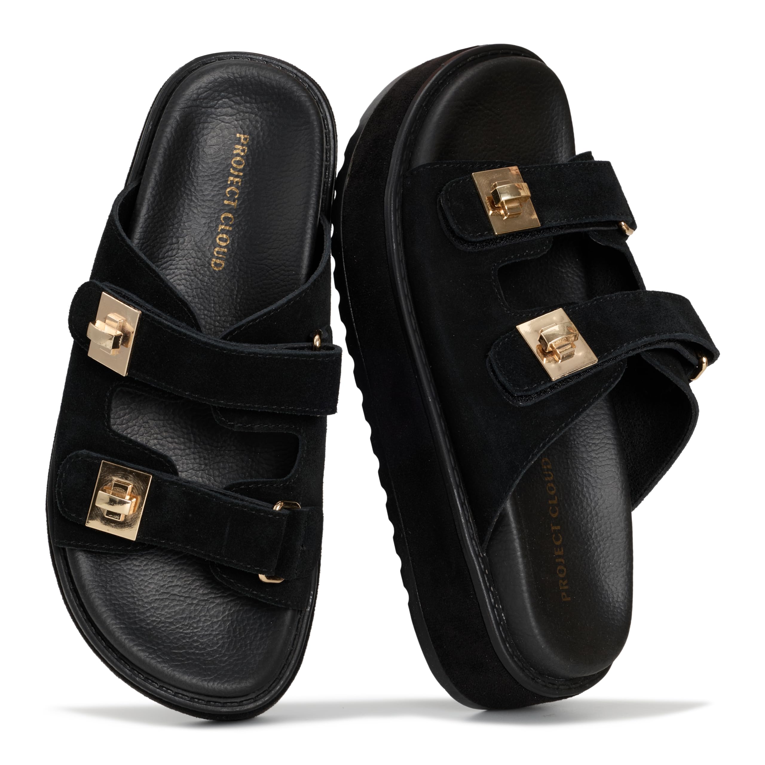 Project Cloud Women's | Genuine Leather Platform Sandals | Memory Foam Insole | Lightweight | Non-Slip - Havana - Project Cloud - Sandals -Shop Project Cloud premium footwear Now!