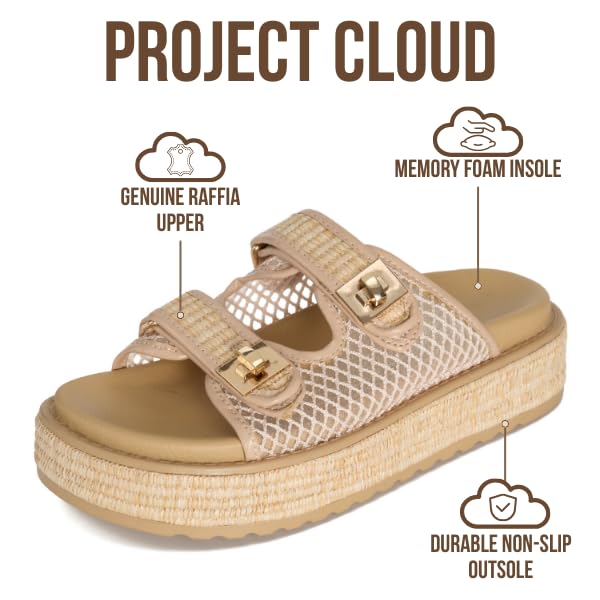 Project Cloud Women's | Genuine Leather Platform Sandals | Memory Foam Insole | Lightweight | Non-Slip - Havana - Project Cloud - Sandals -Shop Project Cloud premium footwear Now!