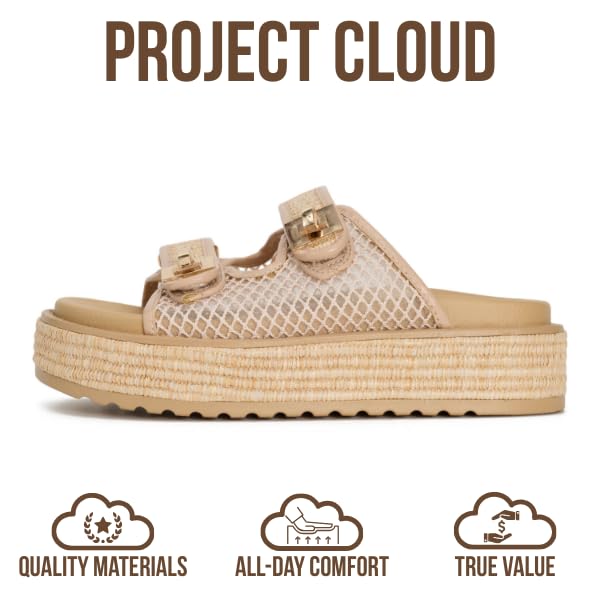 Project Cloud Women's | Genuine Leather Platform Sandals | Memory Foam Insole | Lightweight | Non-Slip - Havana - Project Cloud - Sandals -Shop Project Cloud premium footwear Now!