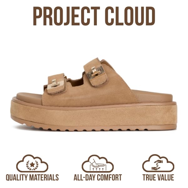 Project Cloud Women's | Genuine Leather Platform Sandals | Memory Foam Insole | Lightweight | Non-Slip - Havana - Project Cloud - Sandals -Shop Project Cloud premium footwear Now!