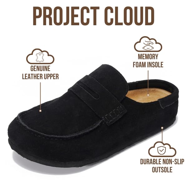 Project Cloud Women's | Genuine Leather Clogs for Women | Memory Foam | Lightweight | Non-Slip - Haven