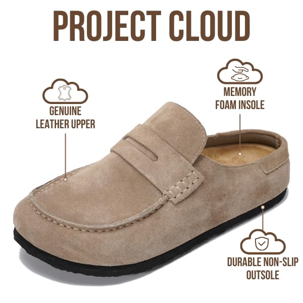 Project Cloud Women's | Genuine Leather Clogs for Women | Memory Foam | Lightweight | Non-Slip - Haven