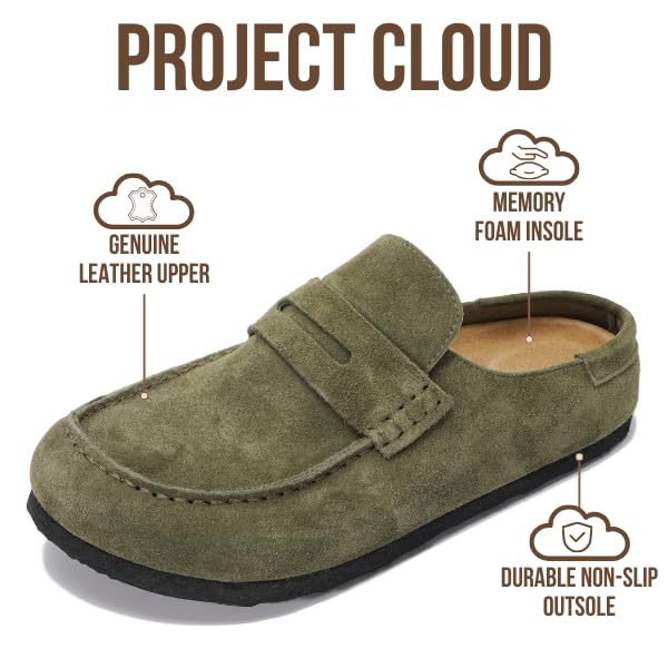 Project Cloud Women's | Genuine Leather Clogs for Women | Memory Foam | Lightweight | Non-Slip - Haven