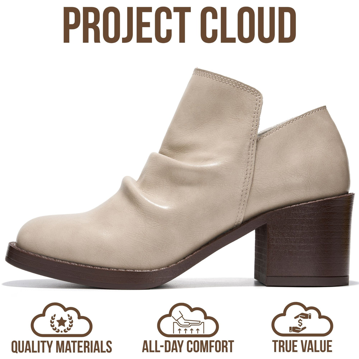 Project Cloud Women's | Genuine Leather Heeled Boots | Smart Foam | Lightweight | Non-Slip - Hazel