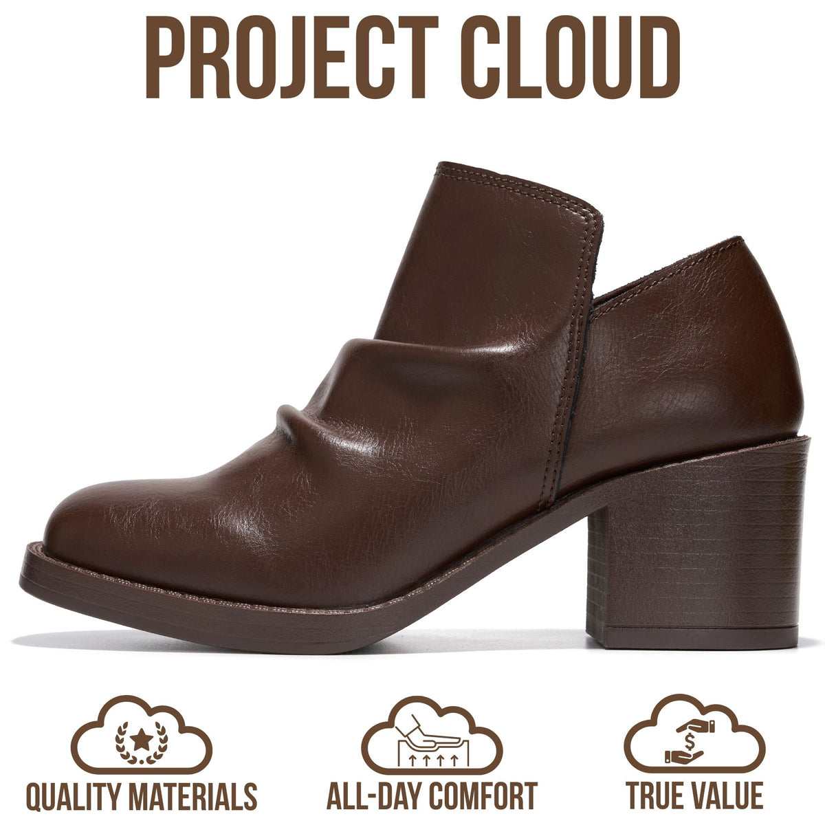 Project Cloud Women's | Genuine Leather Heeled Boots | Smart Foam | Lightweight | Non-Slip - Hazel