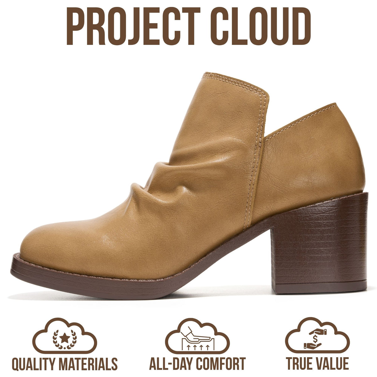 Project Cloud Women's | Genuine Leather Heeled Boots | Smart Foam | Lightweight | Non-Slip - Hazel