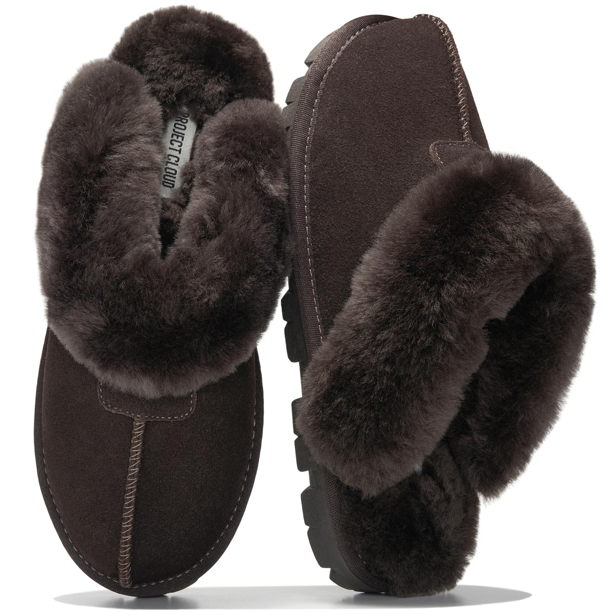 Project Cloud para Mujer | 100 % Cuero Genuino y Forro de Piel Natural Zapatillas Suaves | Espuma Viscoelástica | Antideslizantes - Hedy