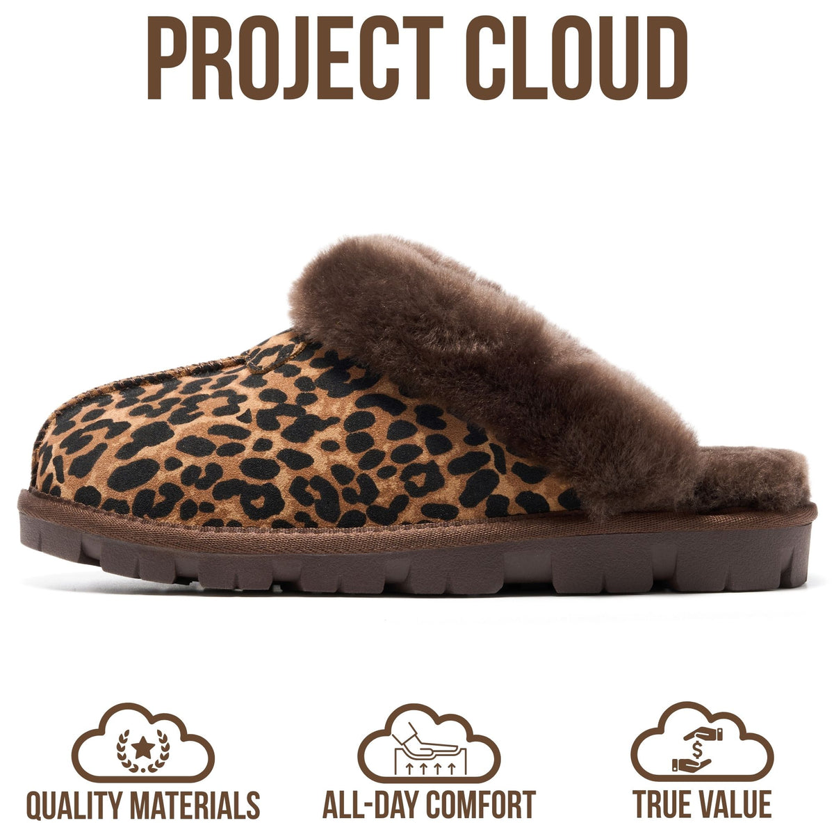 Project Cloud Women's | 100% Genuine Leather & Natural Fur Lining Fuzzy Slippers | Memory Foam | Non-Slip - Hedy