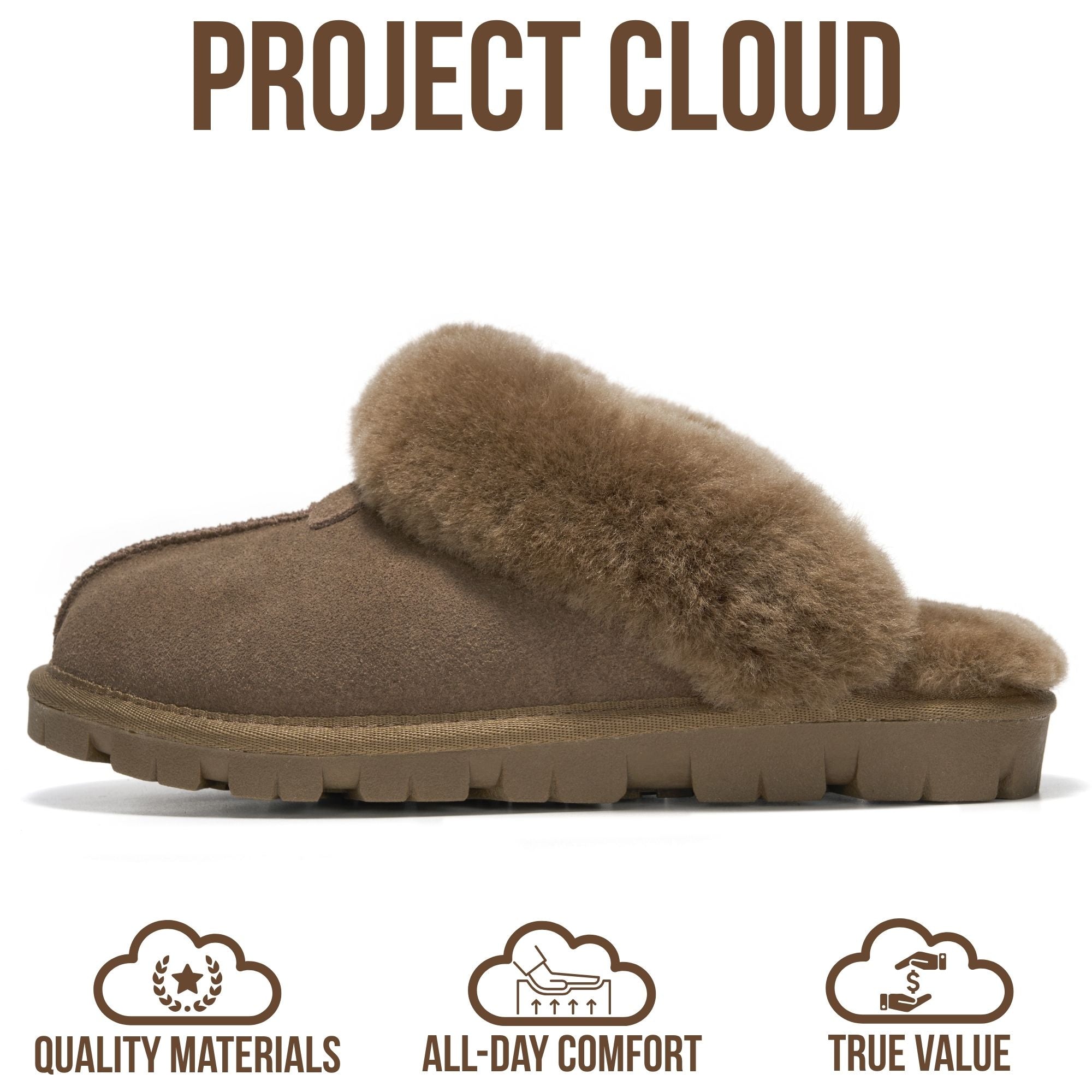 Project Cloud para Mujer | 100 % Cuero Genuino y Forro de Piel Natural Zapatillas Suaves | Espuma Viscoelástica | Antideslizantes - Hedy