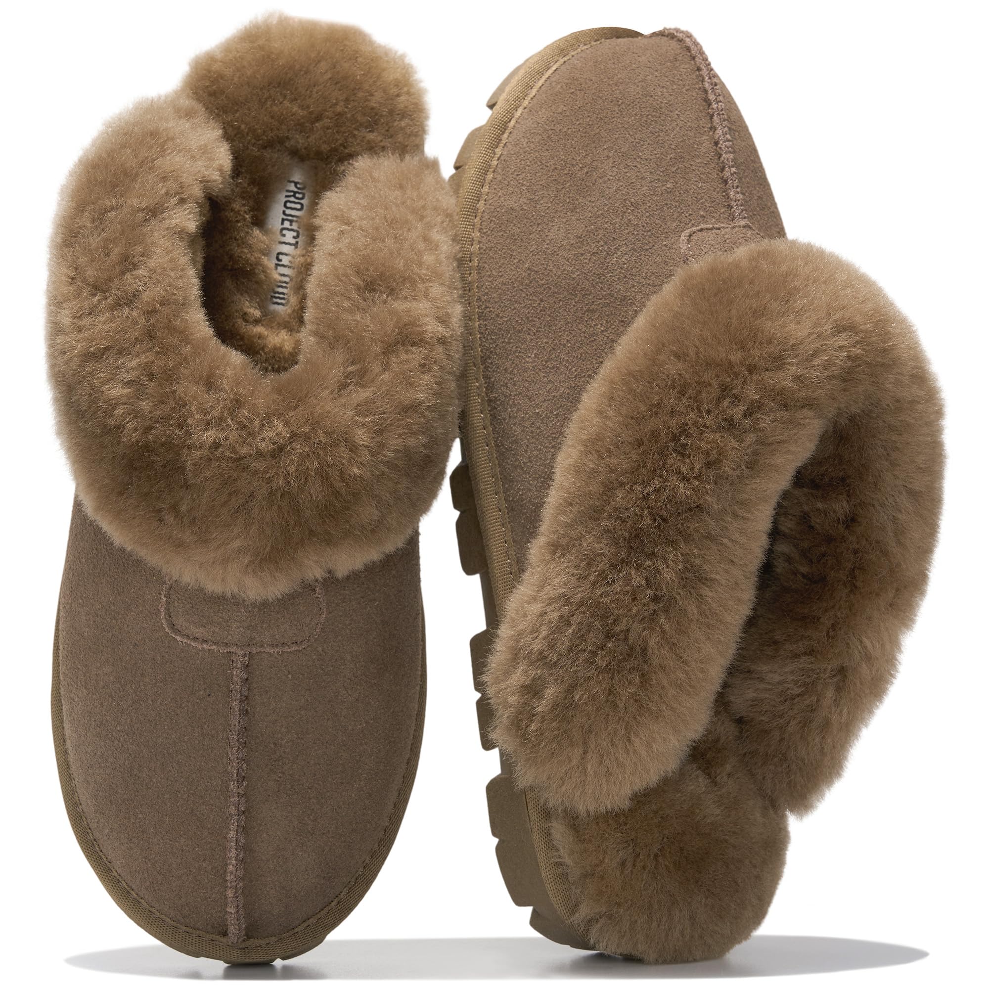 Project Cloud para Mujer | 100 % Cuero Genuino y Forro de Piel Natural Zapatillas Suaves | Espuma Viscoelástica | Antideslizantes - Hedy