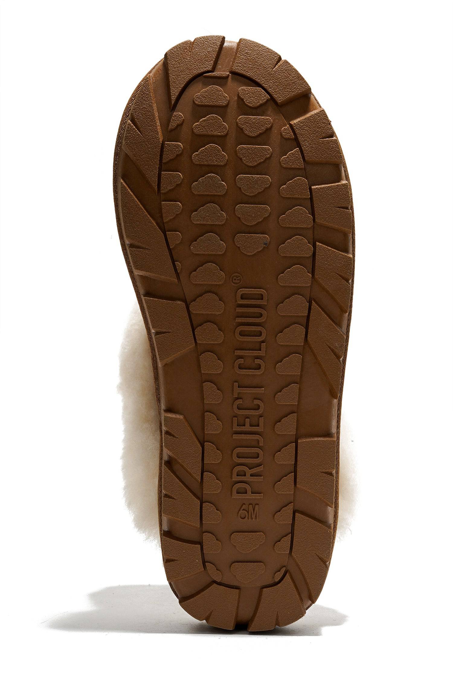 Project Cloud Hedy slipper sole, brown rubber, non-slip with fur lining.