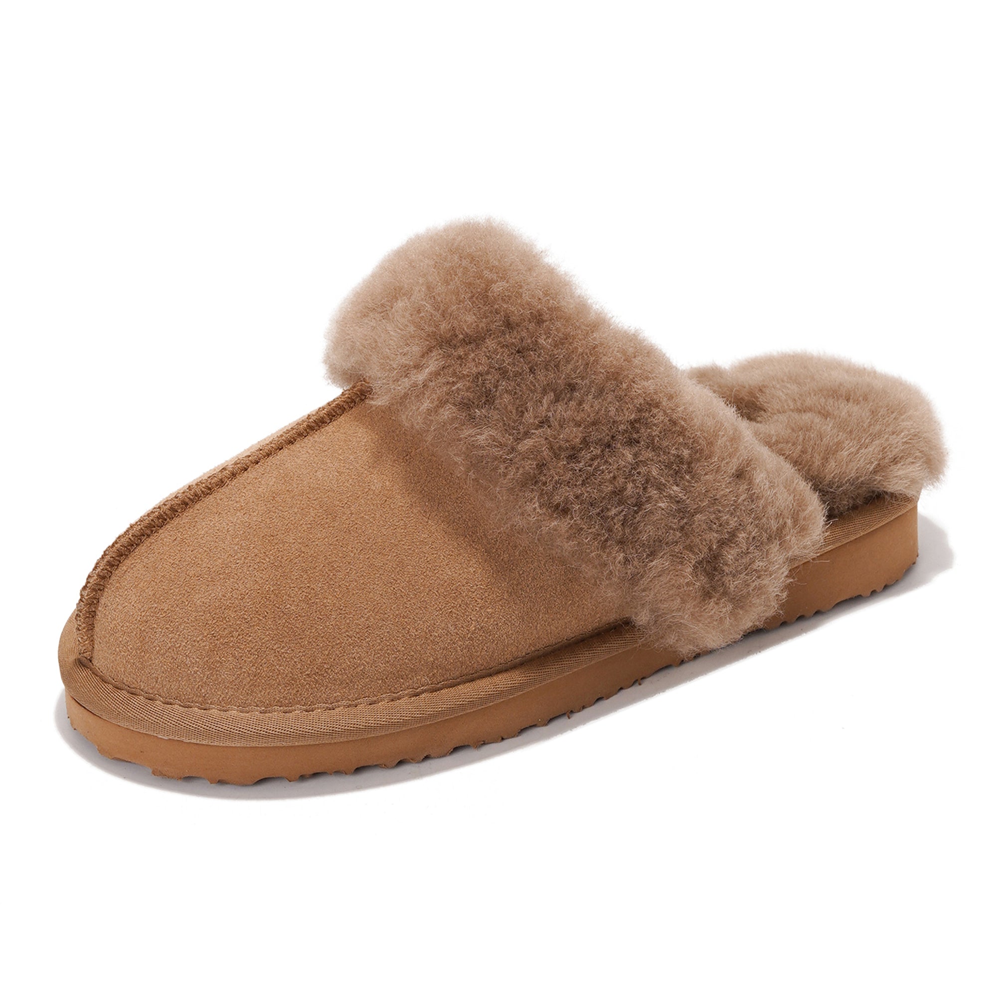 Pantuflas Henka de Project Cloud: gamuza auténtica con comodidad de piel de oveja. 