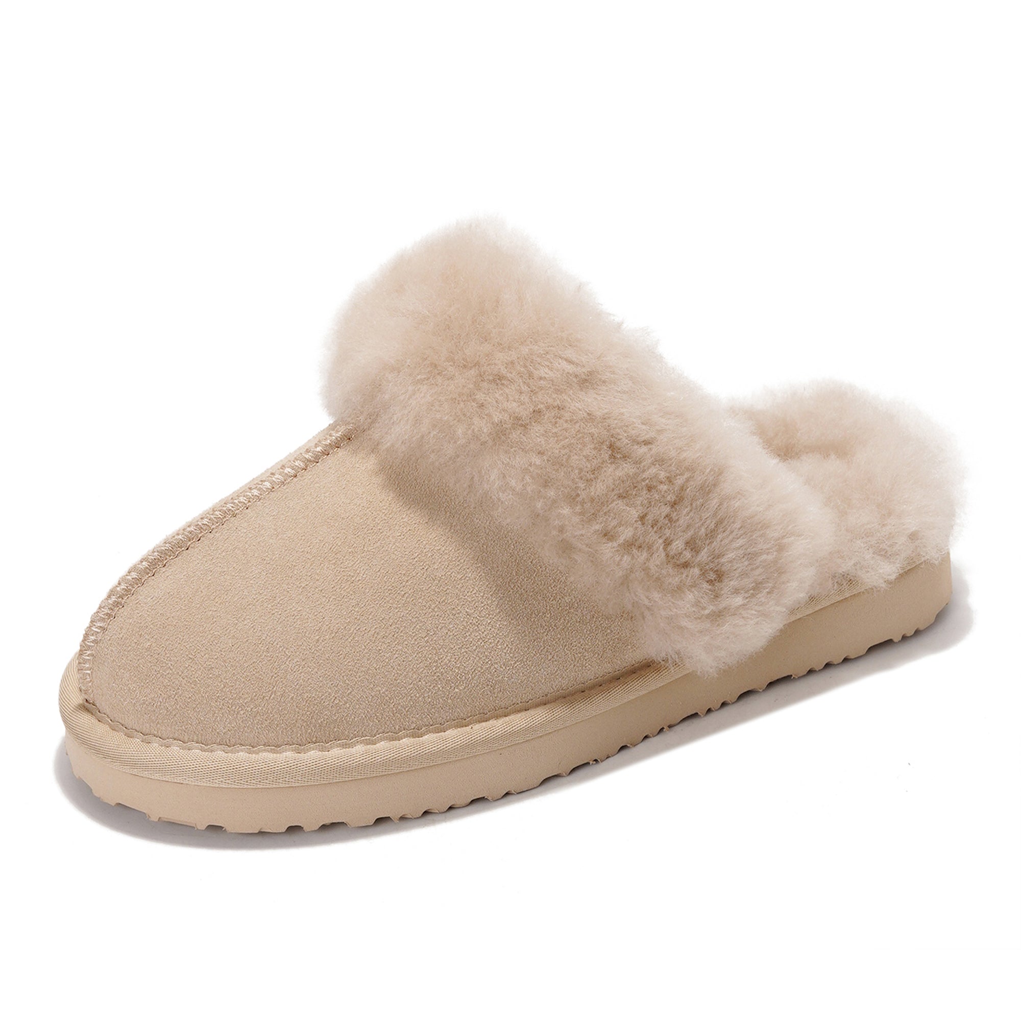 Pantuflas Henka de Project Cloud: gamuza auténtica con comodidad de piel de oveja. 