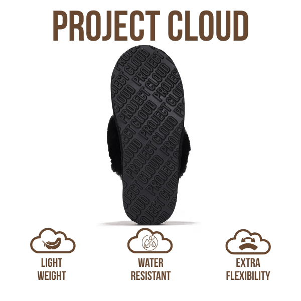 Pantuflas Henka de Project Cloud: gamuza auténtica con comodidad de piel de oveja. 