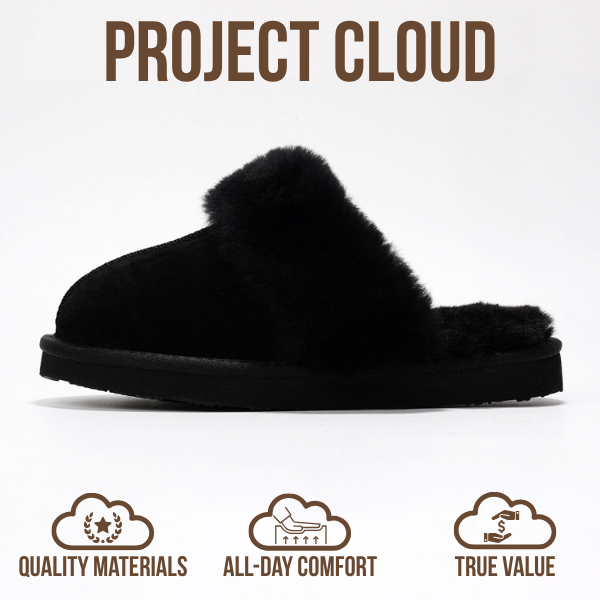 Project Cloud | "Henka" Shearling Slippers for Women | Clogs & Mules | Memory Foam | Non-Slip