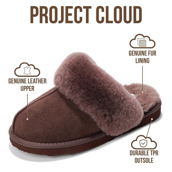 Pantuflas Henka de Project Cloud: gamuza auténtica con comodidad de piel de oveja. 