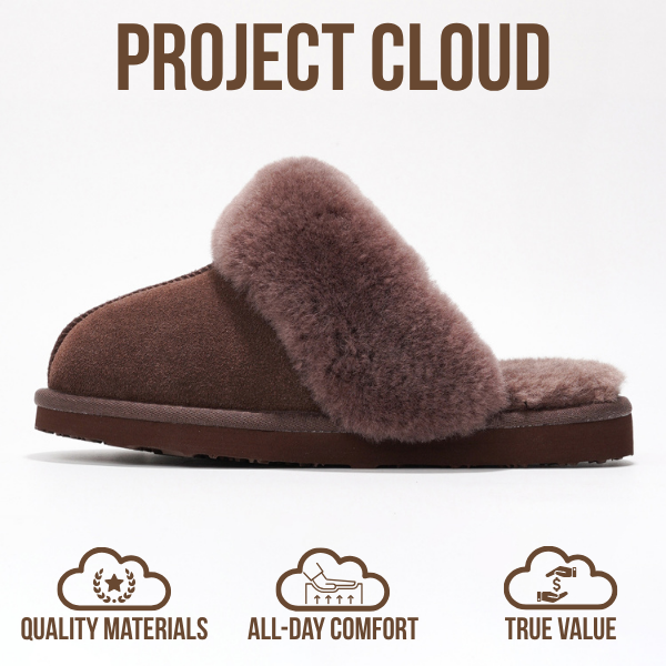 Project Cloud | "Henka" Shearling Slippers for Women | Clogs & Mules | Memory Foam | Non-Slip