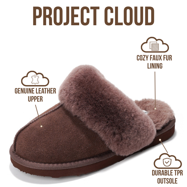 Project Cloud | "Henka" Shearling Slippers for Women | Clogs & Mules | Memory Foam | Non-Slip