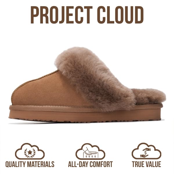 Pantuflas Henka de Project Cloud: gamuza auténtica con comodidad de piel de oveja. 
