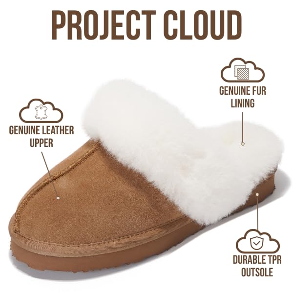 Pantuflas Henka de Project Cloud: gamuza auténtica con comodidad de piel de oveja. 