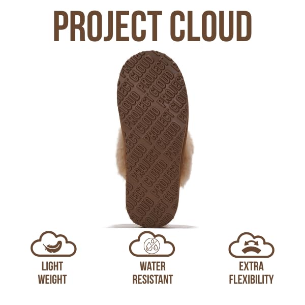 Pantuflas Henka de Project Cloud: gamuza auténtica con comodidad de piel de oveja. 