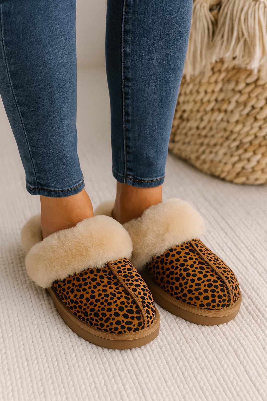 Pantuflas Henka de Project Cloud: gamuza auténtica con comodidad de piel de oveja. 