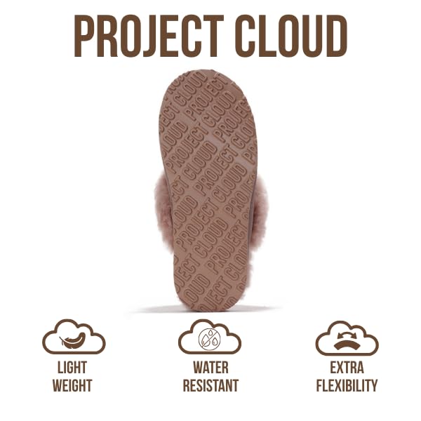 Pantuflas Henka de Project Cloud: gamuza auténtica con comodidad de piel de oveja. 