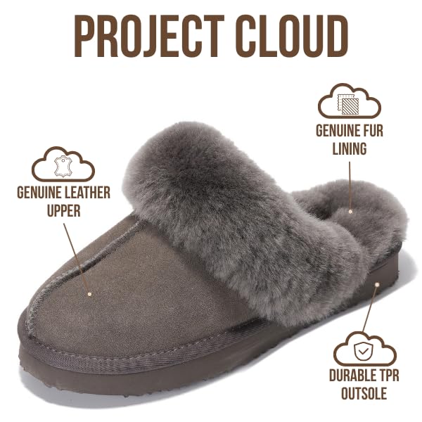 Pantuflas Henka de Project Cloud: gamuza auténtica con comodidad de piel de oveja. 