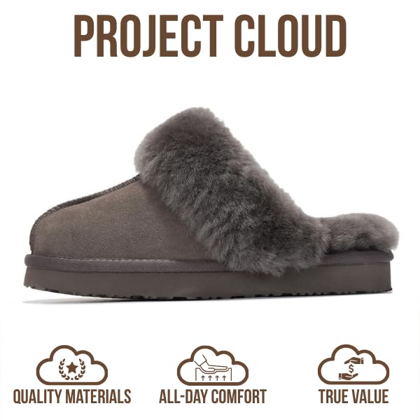 Pantuflas Henka de Project Cloud: gamuza auténtica con comodidad de piel de oveja. 