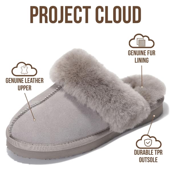 Pantuflas Henka de Project Cloud: gamuza auténtica con comodidad de piel de oveja. 