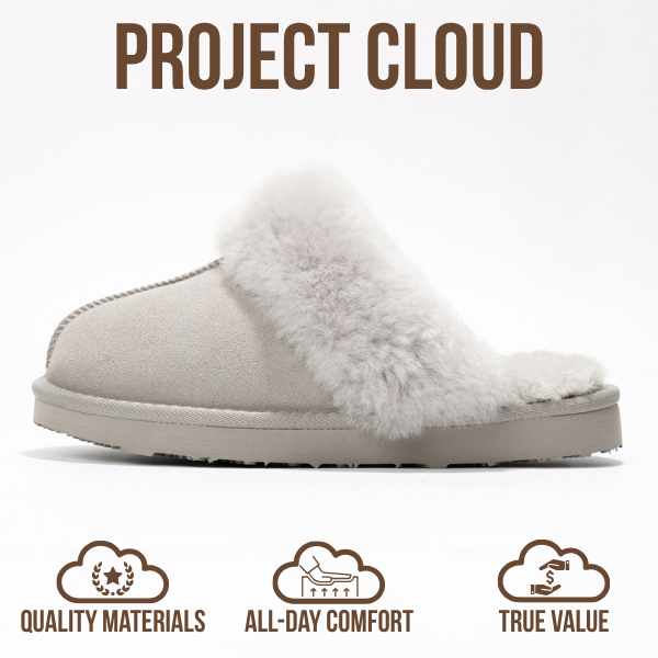 Project Cloud | "Henka" Shearling Slippers for Women | Clogs & Mules | Memory Foam | Non-Slip