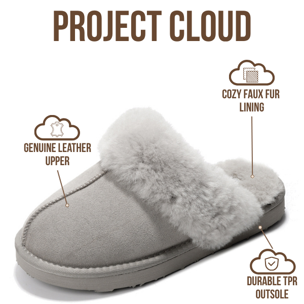 Project Cloud | "Henka" Shearling Slippers for Women | Clogs & Mules | Memory Foam | Non-Slip