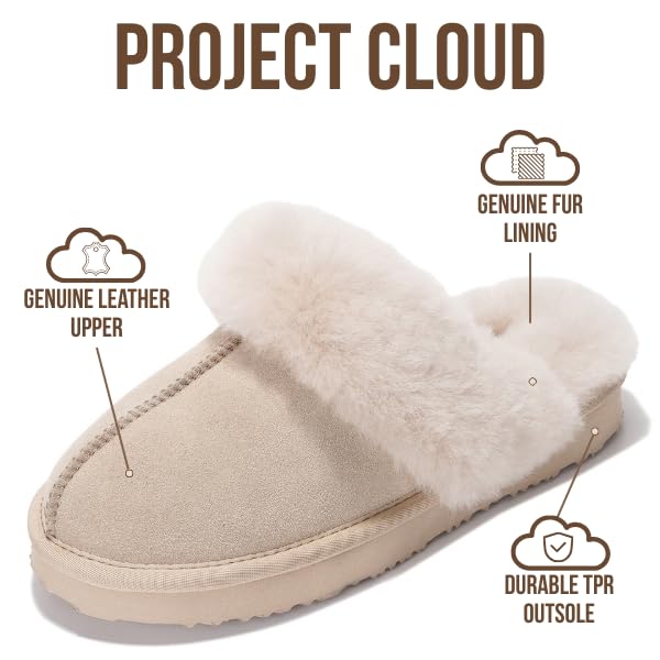 Pantuflas Henka de Project Cloud: gamuza auténtica con comodidad de piel de oveja. 