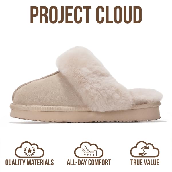 Pantuflas Henka de Project Cloud: gamuza auténtica con comodidad de piel de oveja. 