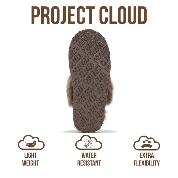 Pantuflas Henka de Project Cloud: gamuza auténtica con comodidad de piel de oveja. 